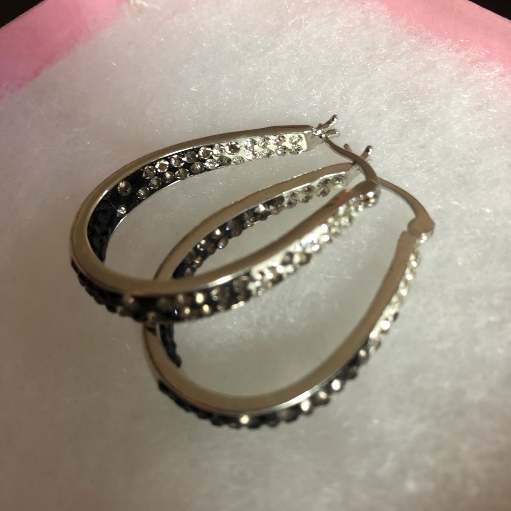 Black and white ombré hoop earrings